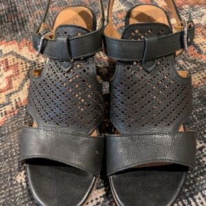 Comfortiva Black Leather Sandals